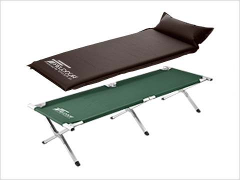 OUTDOOR COT+INFLATABLE MAT WITH PILLOW(S) アウトドアコット+枕付き車中泊マット(S)セット