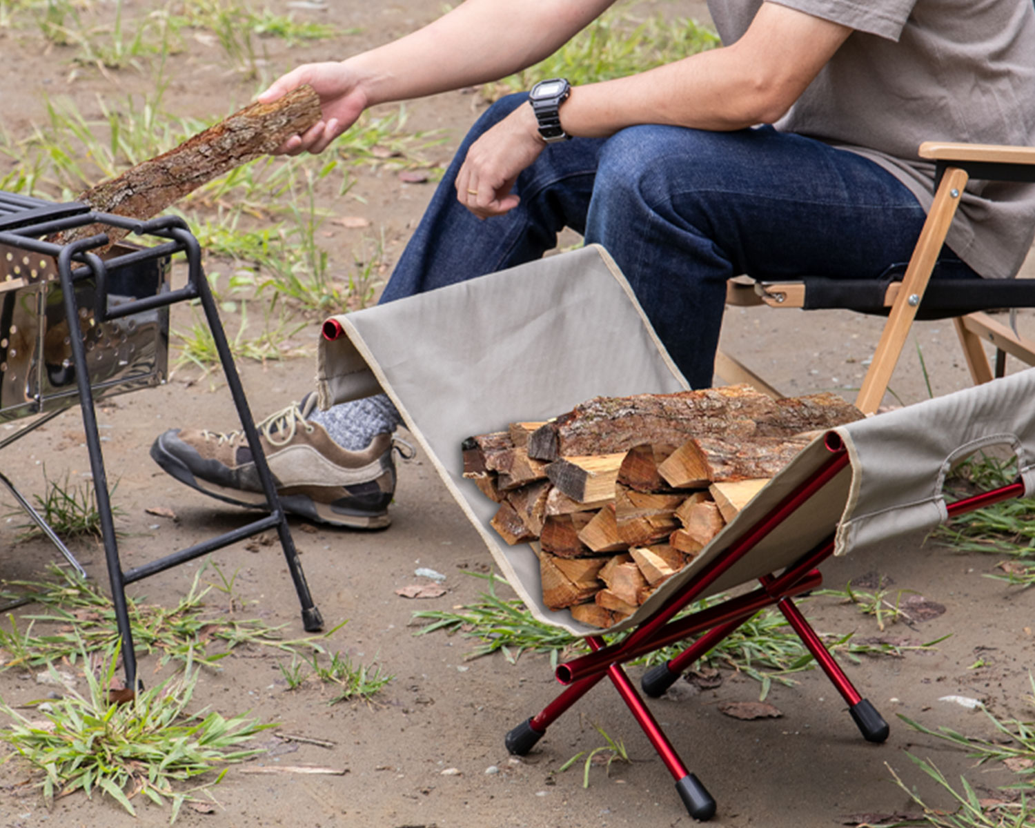 Fieldoor フィールドア 折りたたみ薪ラックスタンド