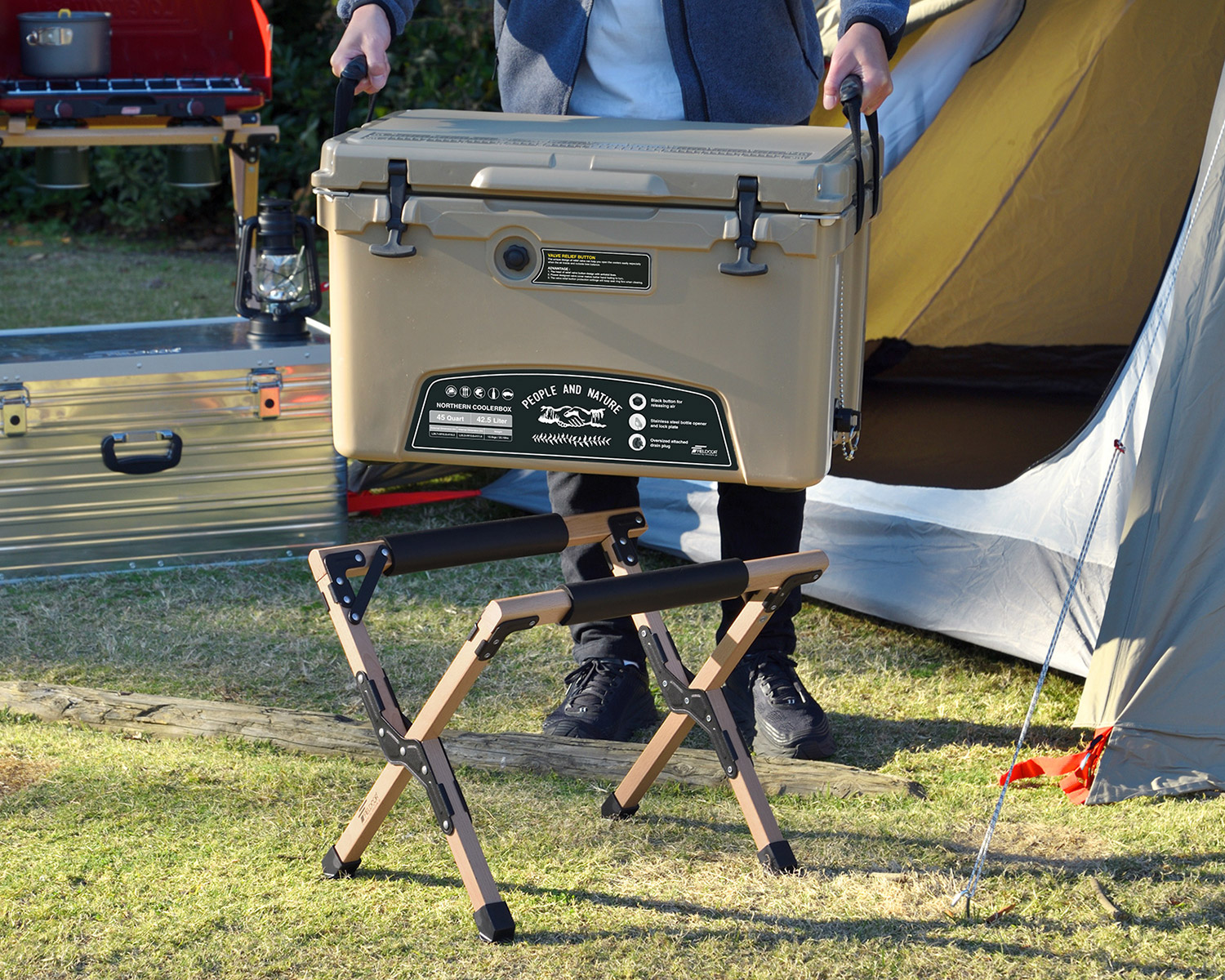 109台目　クーラーボックススタンド　wood stand トランクカーゴ　木製