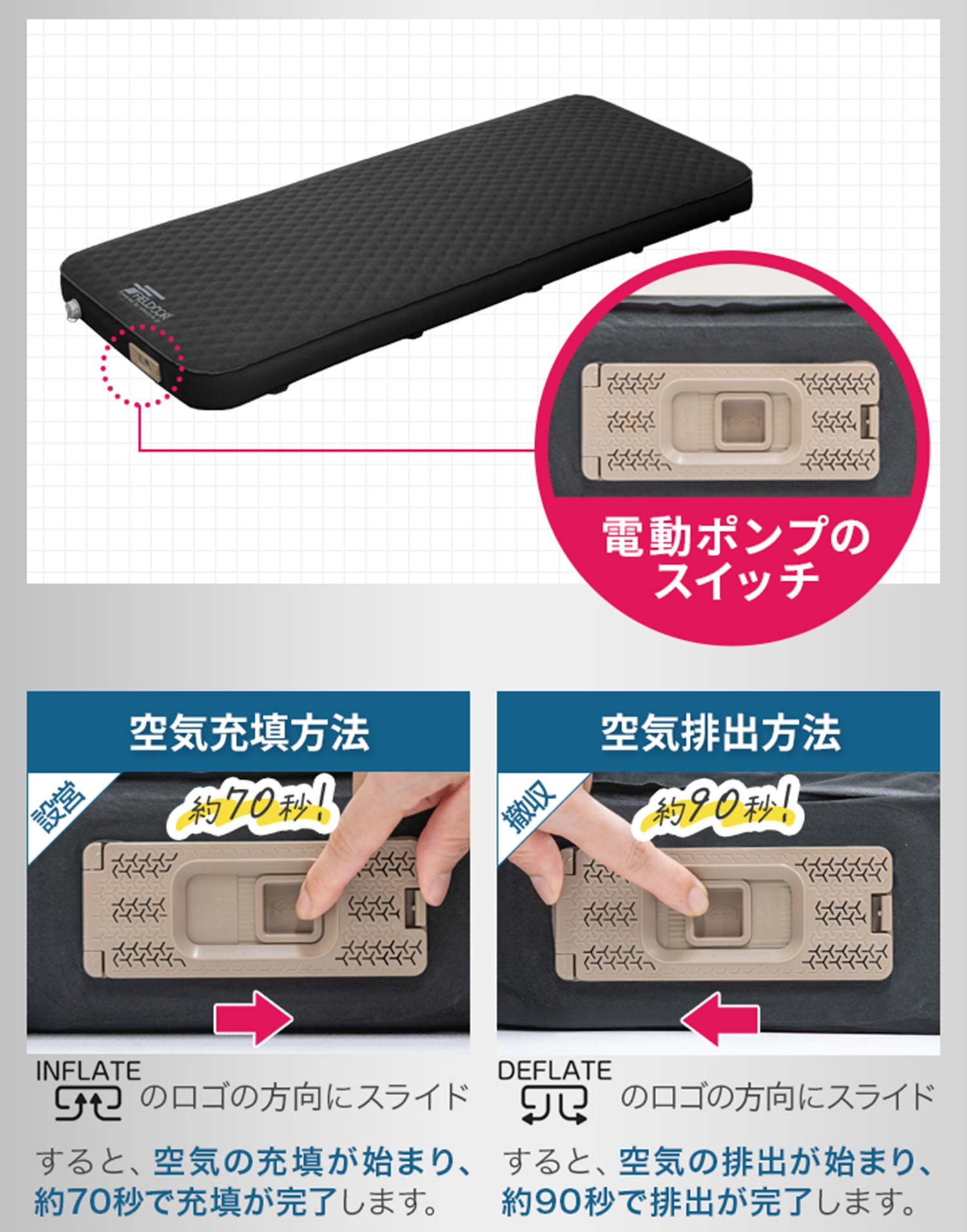 FIELDOOR（フィールドア） | USB充電式電動ポンプ内蔵