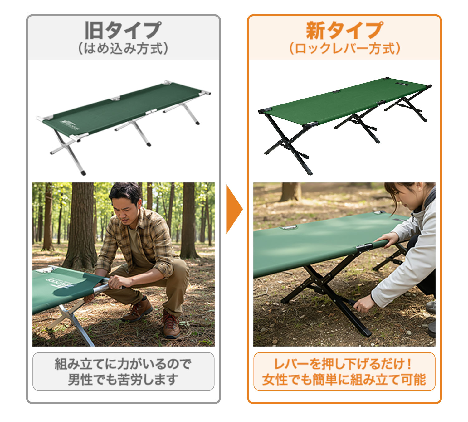 FIELDOOR（フィールドア） | アウトドアコット ロックレバー付き