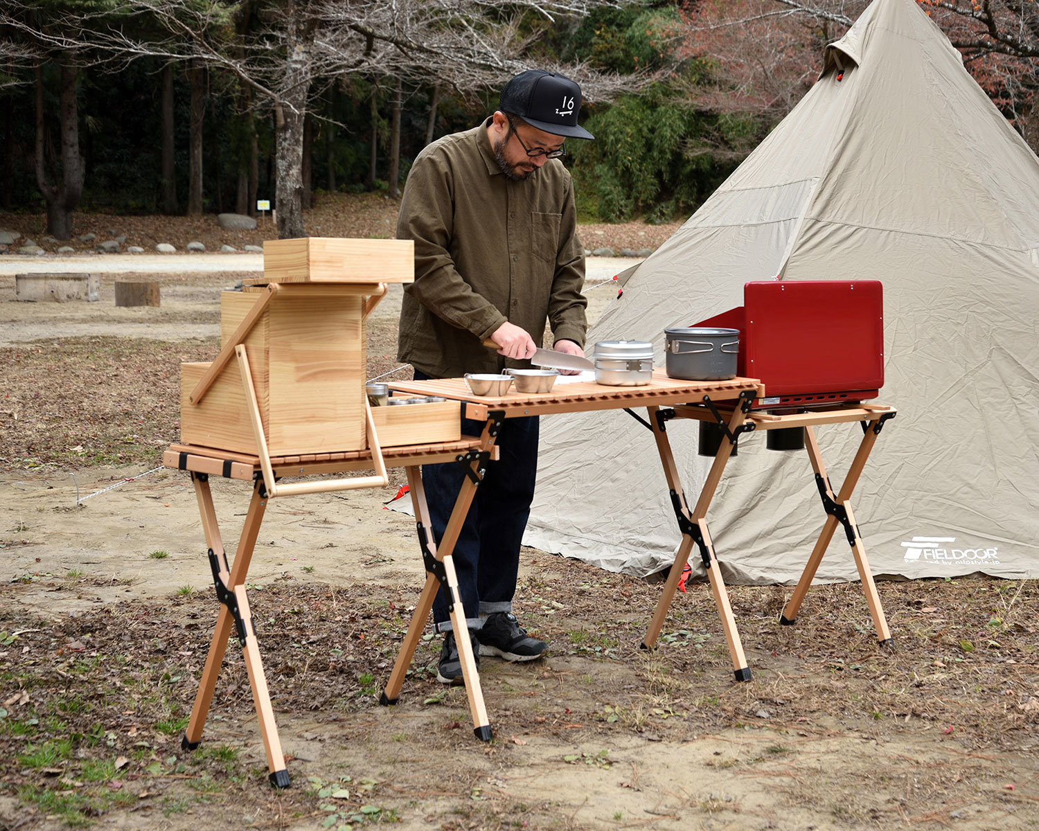 FIELDOOR キッチンカウンター キッチンテーブル キャンプ アウトドア